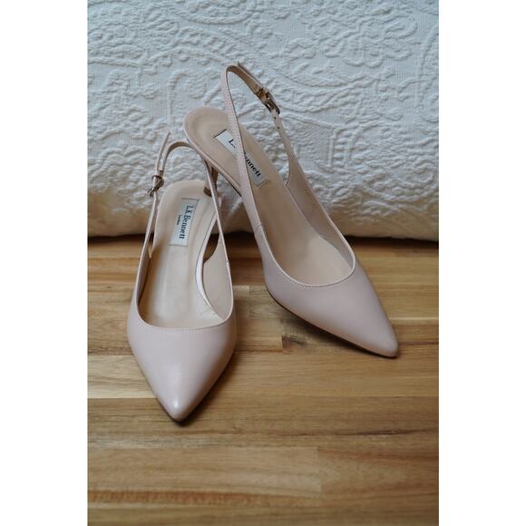 LK Bennett Florita Leather Open Court Slingback Heels Pink Size 6.5 EU 37 - Picture 3 of 15